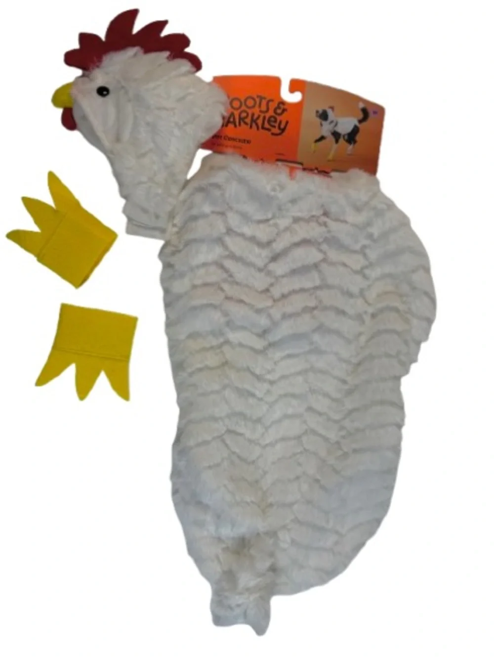 Chicken Costume with White Plush Body and Yellow Feet